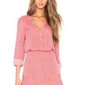 JOIE‎ Acey MIni Dress Women's M Pink Micro-Print Ruffle Hem